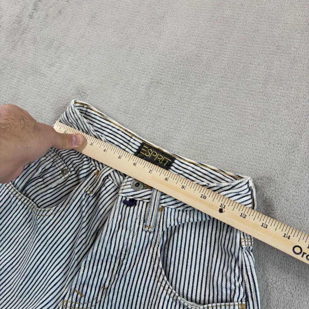 Vintage Esprit Mom Jeans Women 3/4 (24x29) Blue Railroad Striped Made in USA 80s - Picture 7 of 13